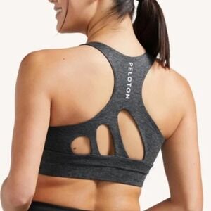 Peloton Women Small Heathered Gray Peace Heart Racerback Sports-bra Yoga Run Top